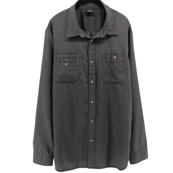 Oakley Charcoal Long Sleeve Buttonup Camping Outdoors Biking Comfort Size XL - Picture 2 of 9